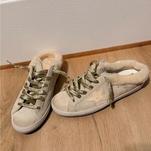 Golden Goose Cream Sneakers with Gold Star and Laces
